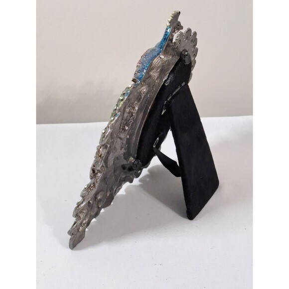 Pier 1 Imports Peacock Picture Frame Jeweled Enamel Rhinestones 2.5x3.5" Opening - Picture 8 of 8